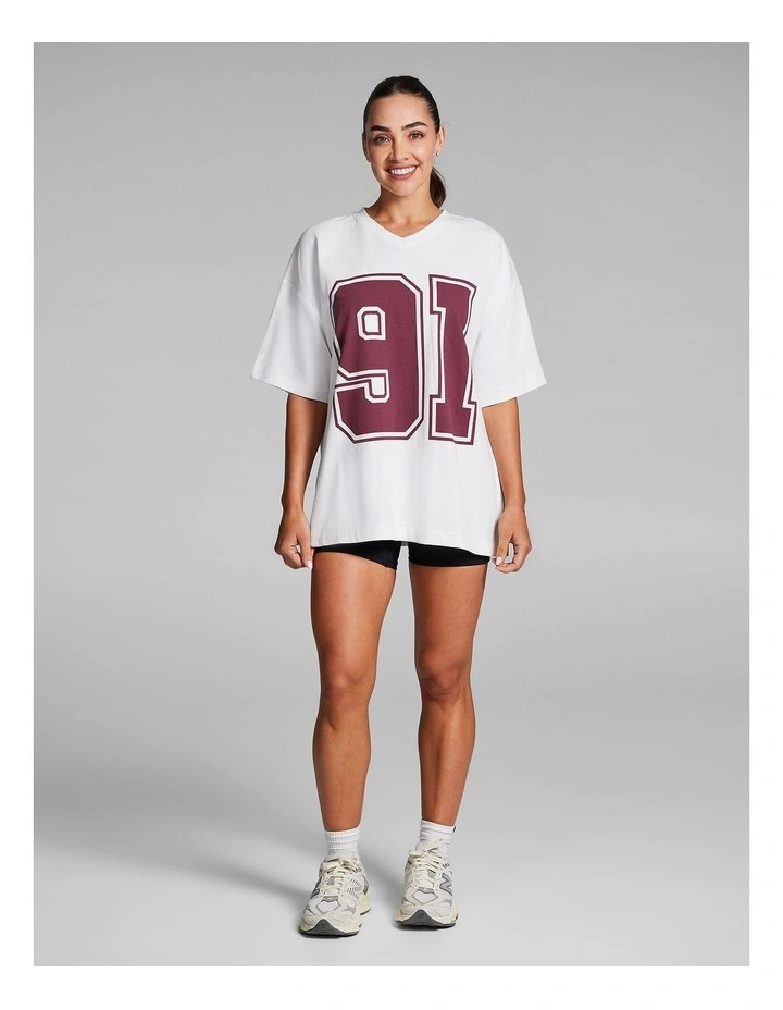 Oversize Sports Jersey Tee in White image 5