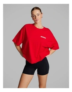 Oversize Boxy Tee in Bright Red