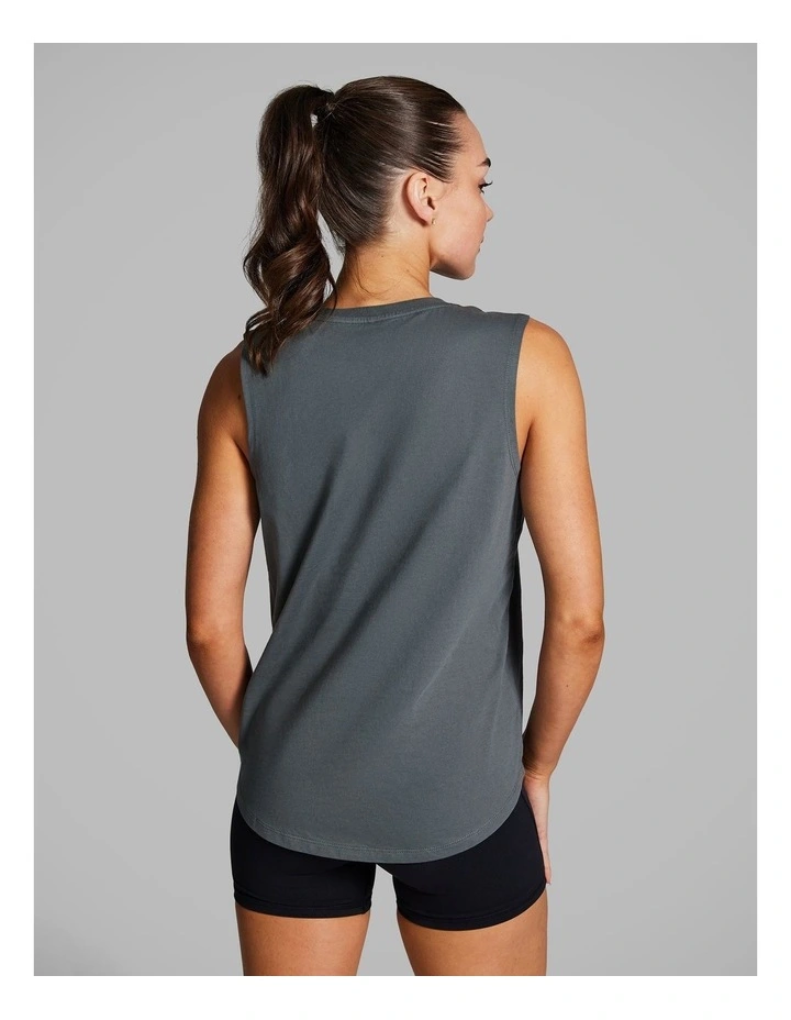 Cotton Boyfriend Tank in Dark Khaki image 2