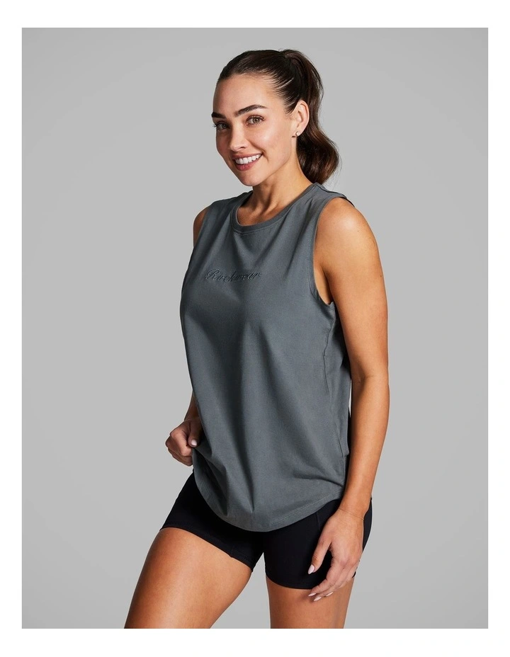 Cotton Boyfriend Tank in Dark Khaki image 3