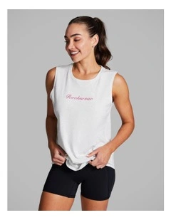 Cotton Boyfriend Tank in Light Grey Marle