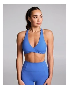Twist Front Low Impact Sports Bra in Bright Blue