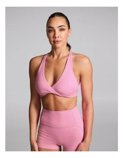 Twist Front Low Impact Sports Bra Popular Pink