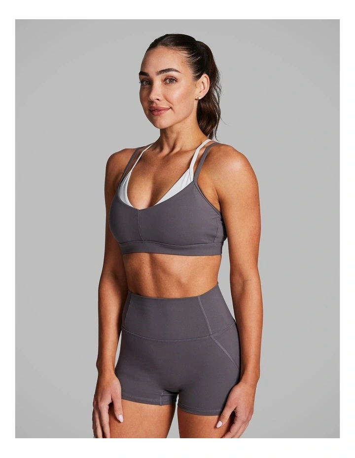 Layered Low Impact Sports Bra in Smoke image 3