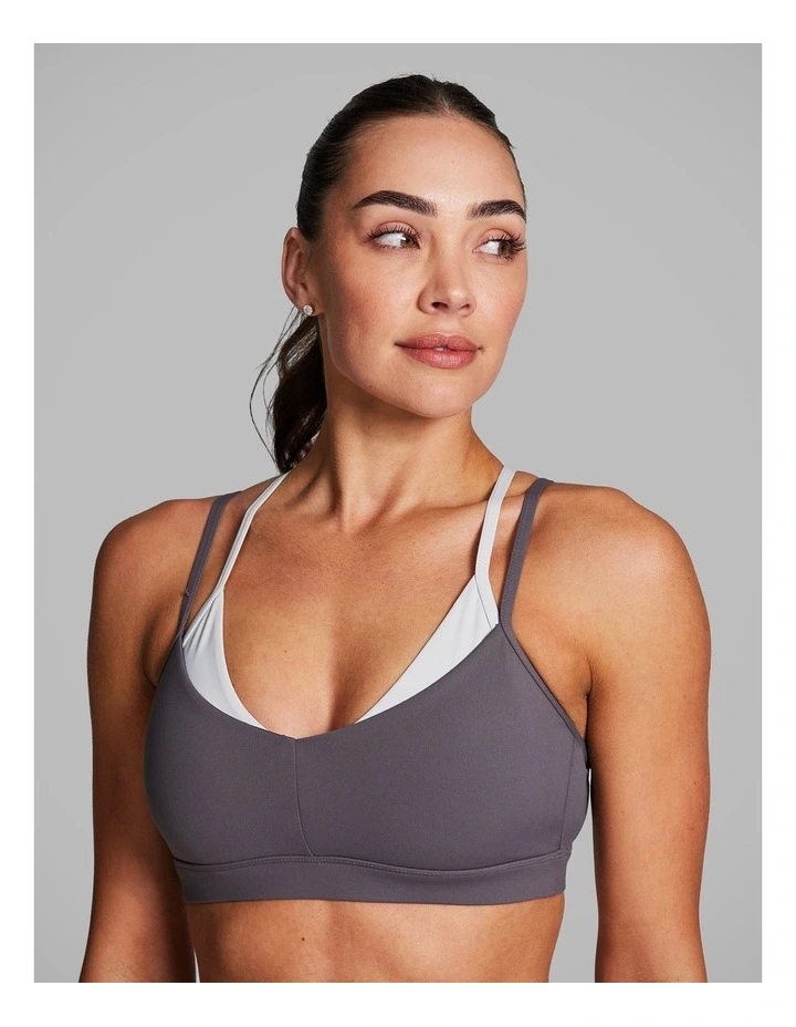 Layered Low Impact Sports Bra in Smoke image 4