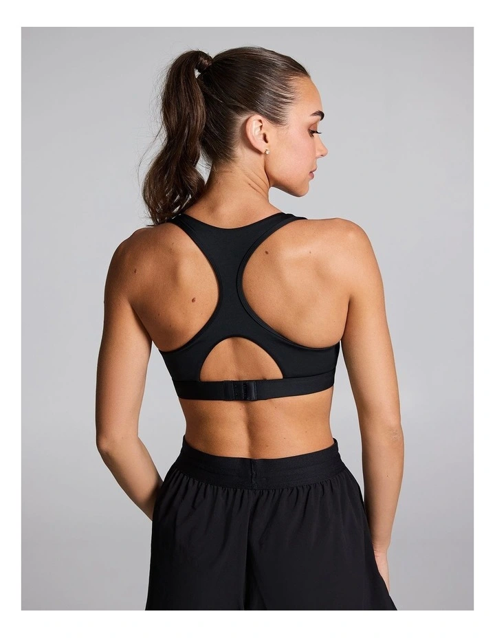 Zip Front Medium Impact Sports Bra Black image 2