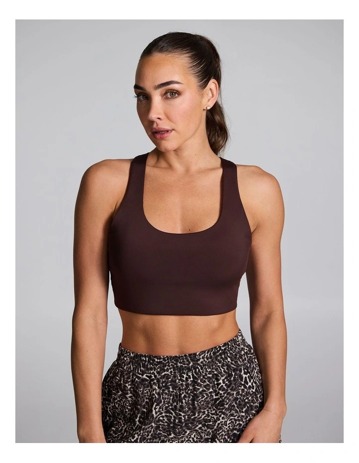 Cross Back High Impact Sports Bra Chocolate image 1