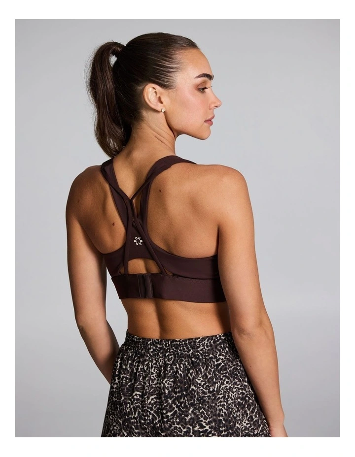Cross Back High Impact Sports Bra Chocolate image 2