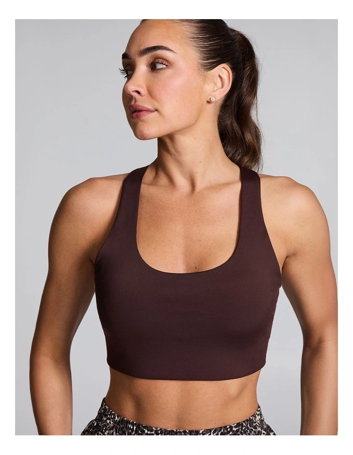 Cross Back High Impact Sports Bra Chocolate image 4