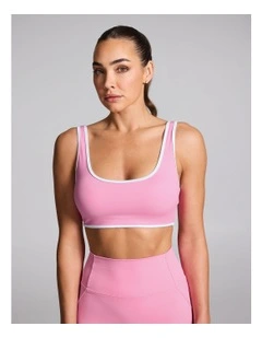 Contrast Medium Impact Sports Bra Popular Pink