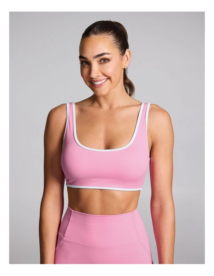 Contrast Medium Impact Sports Bra Popular Pink image 3