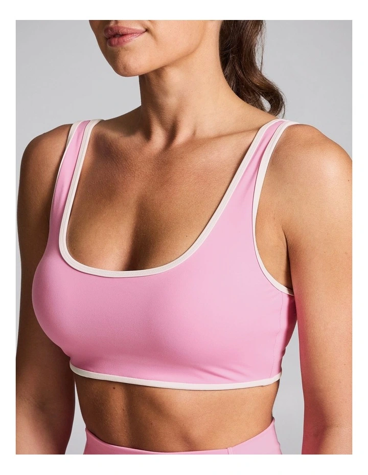 Contrast Medium Impact Sports Bra Popular Pink image 4