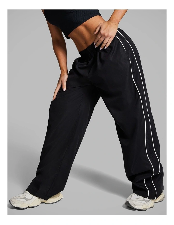 Stripe Side Woven Pants in Black image 3