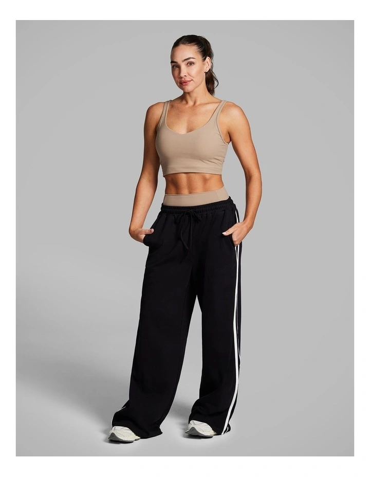 Cotton Stripe Side Pants in Black image 4