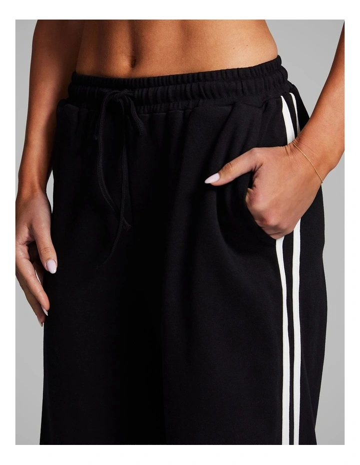 Cotton Stripe Side Pants in Black image 5