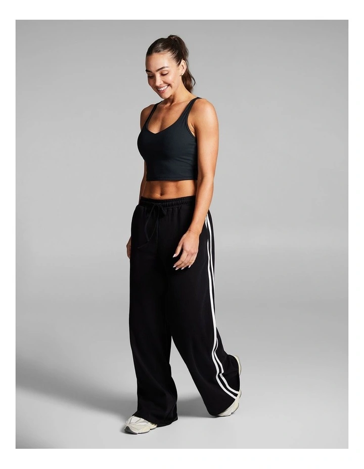 Cotton Stripe Side Pants in Black image 6