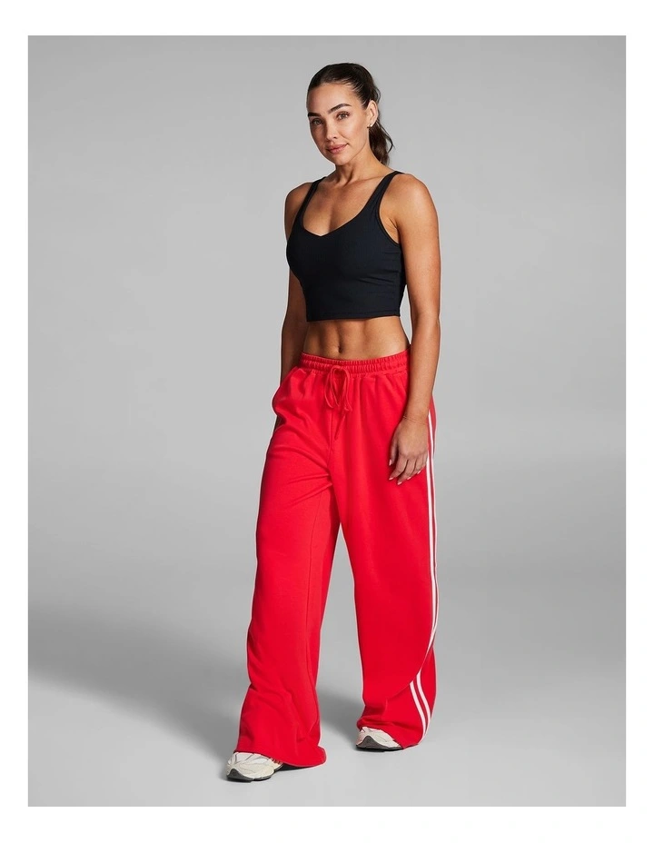 Cotton Stripe Side Pants in Bright Red image 5