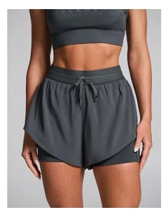 Tempo Mid Thigh Run Shorts Dark Khaki