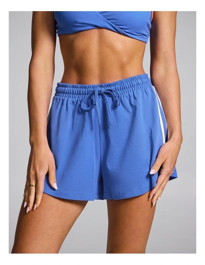 Lane Marker Cotton Shorts in Bright Blue image 1