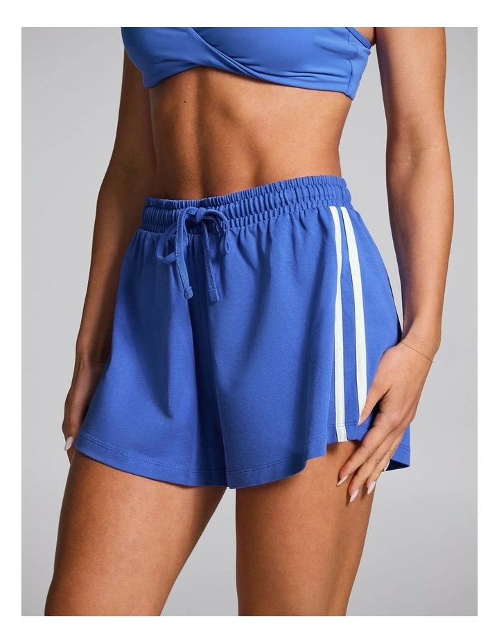 Lane Marker Cotton Shorts in Bright Blue image 3