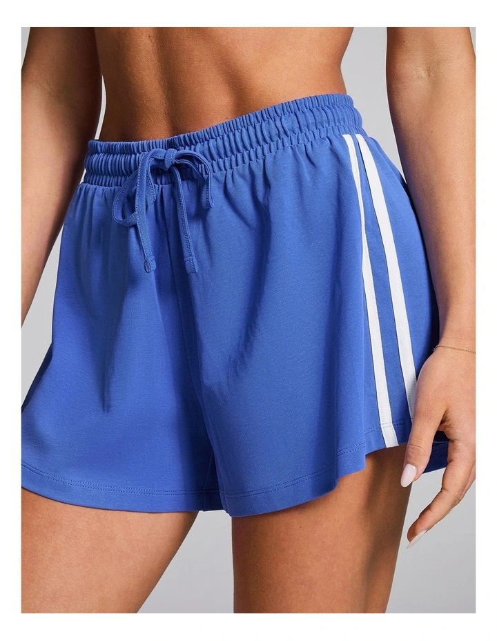 Lane Marker Cotton Shorts in Bright Blue image 4