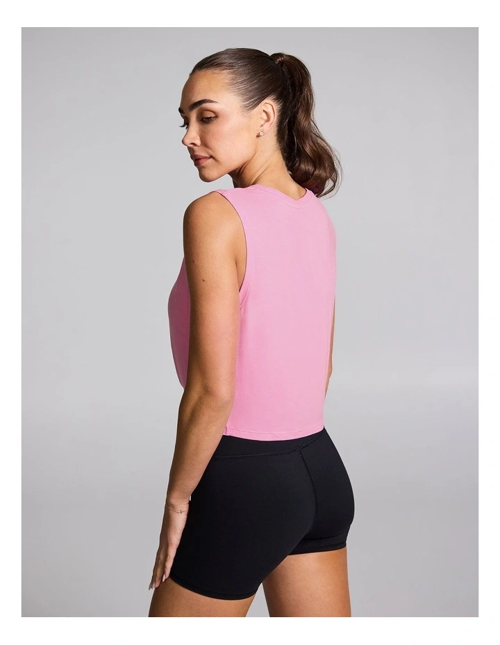 Twist Front Hip Length Tank in Popular Pink image 2