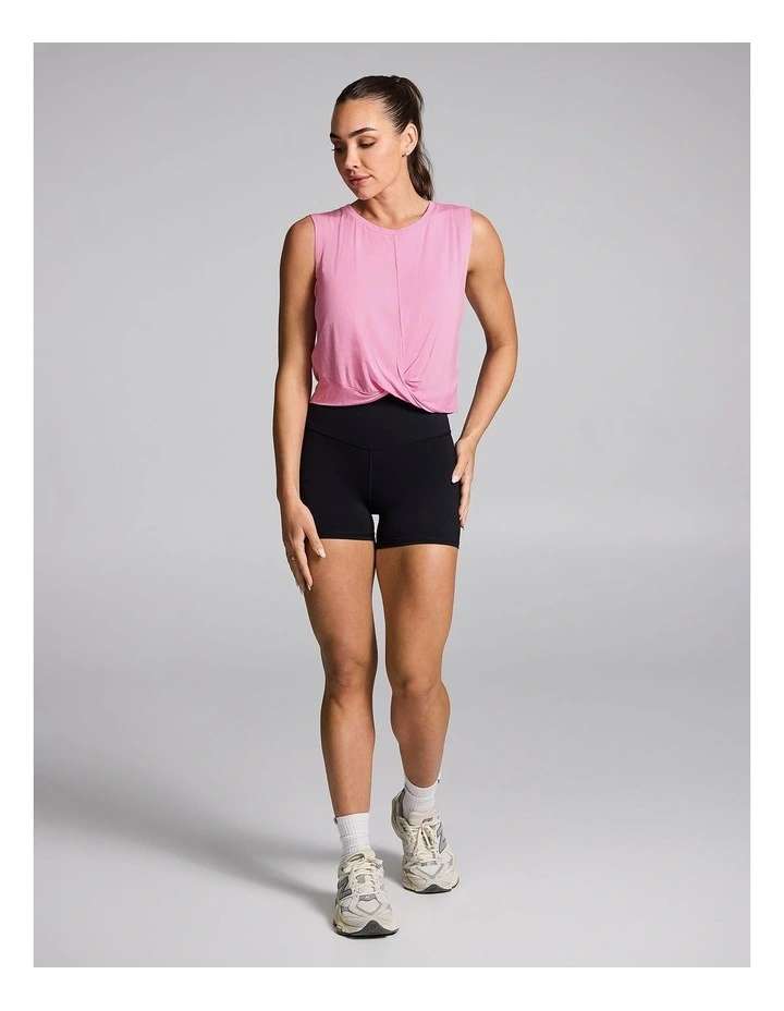 Twist Front Hip Length Tank in Popular Pink image 5