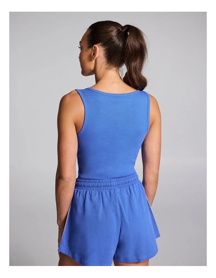 V Neck Rib Tank in Bright Blue image 2