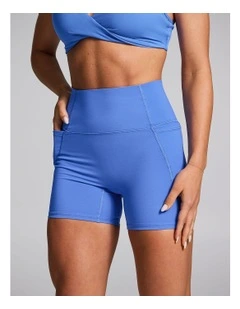 No Front Seam Mid Thigh Bike Shorts in Blue
