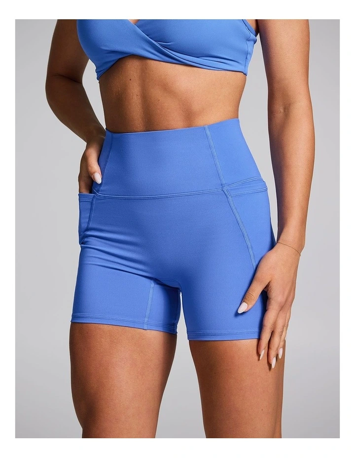 No Front Seam Mid Thigh Bike Shorts Bright Blue image 1