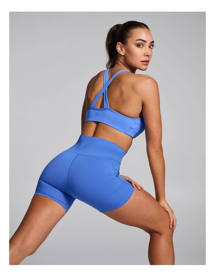 No Front Seam Mid Thigh Bike Shorts Bright Blue image 6