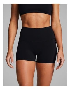 No Front Seam Scrunch Bum Booty Shorts in Black