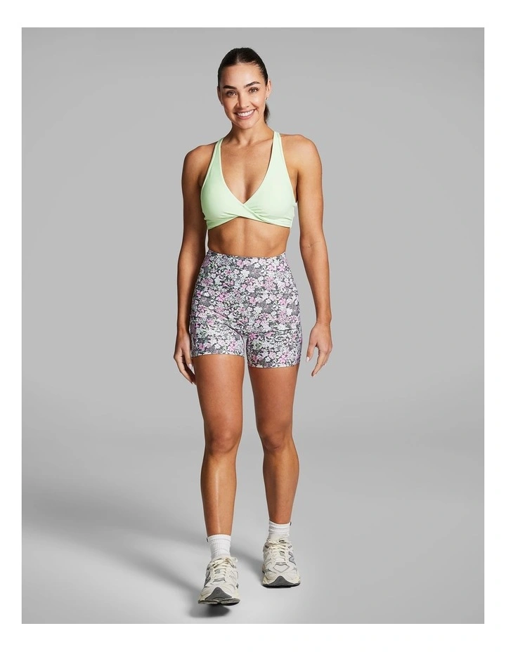 No Front Seam Mid Thigh Bike Shorts Lime Soda Floral image 5