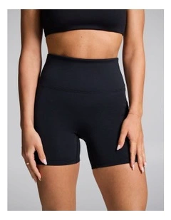No Front Seam Mid Thigh Bike Shorts in Black