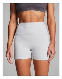 Luxesoft Rib Mid Thigh Bike Shorts Silver Moon