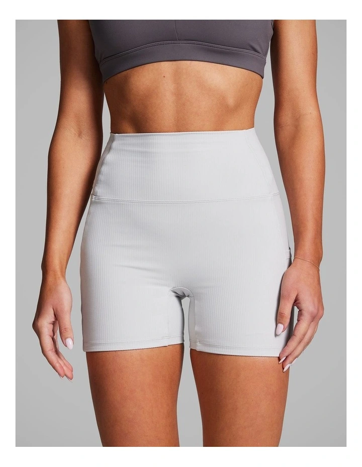 Luxesoft Rib Mid Thigh Bike Shorts Silver Moon image 1