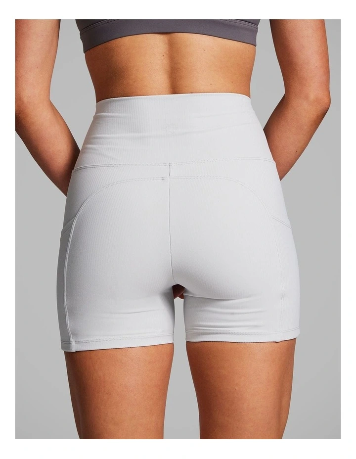 Luxesoft Rib Mid Thigh Bike Shorts Silver Moon image 2