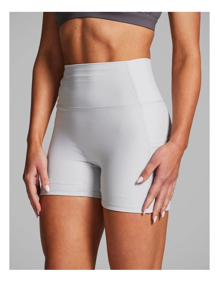Luxesoft Rib Mid Thigh Bike Shorts Silver Moon image 3
