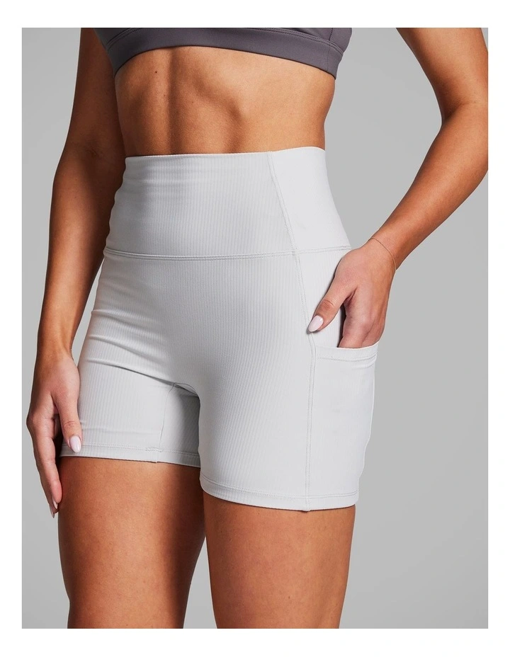 Luxesoft Rib Mid Thigh Bike Shorts Silver Moon image 4