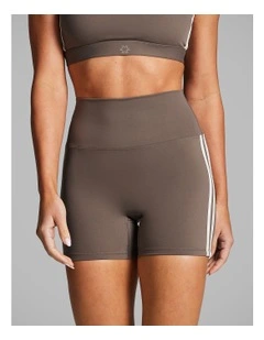 Side Stripe Mid Thigh Bike Shorts Burnt Caramel