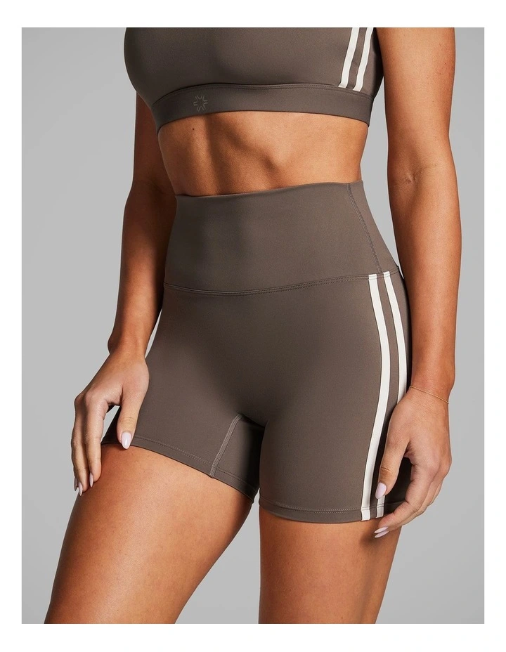 Side Stripe Mid Thigh Bike Shorts Burnt Caramel image 3