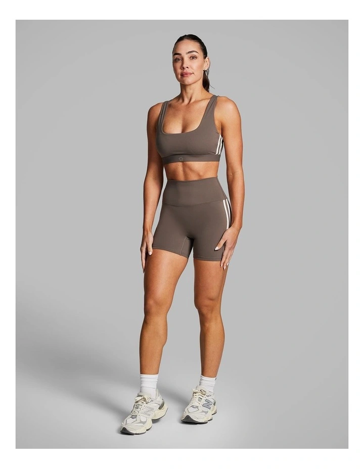 Side Stripe Mid Thigh Bike Shorts Burnt Caramel image 5