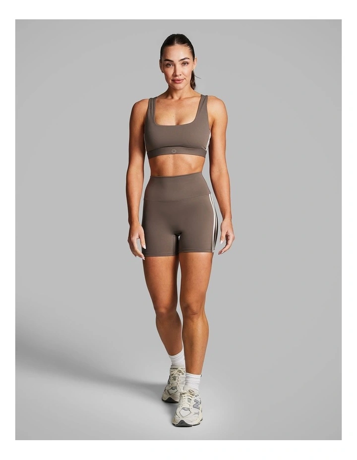 Side Stripe Mid Thigh Bike Shorts Burnt Caramel image 6