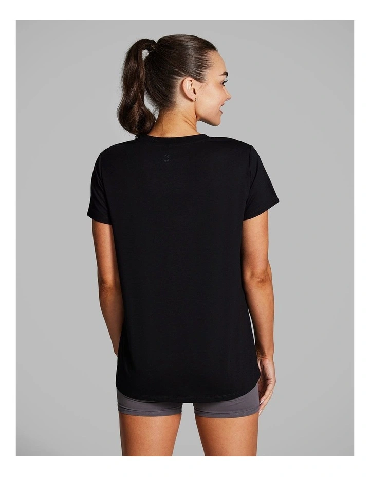 Crew Neck Relaxed Tee in Black image 2