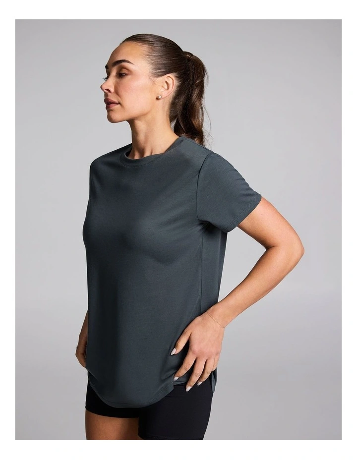 Crew Neck Relaxed Tee in Dark Khaki image 3