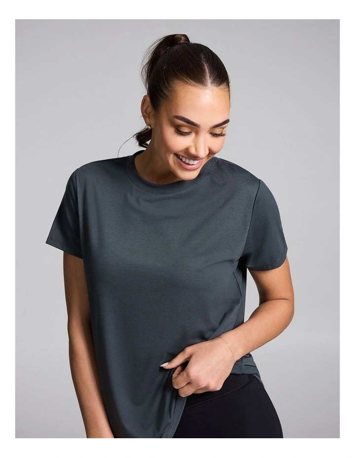 Crew Neck Relaxed Tee in Dark Khaki image 4