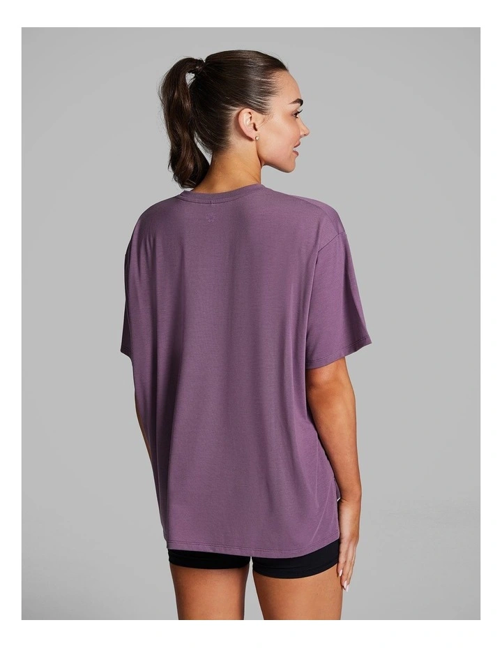 Relaxed Side Split Tee in Purple image 2