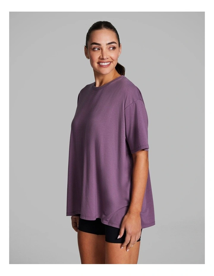 Relaxed Side Split Tee in Purple image 3