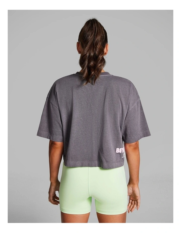 V Neck Hip Length Tee in Smoke image 2