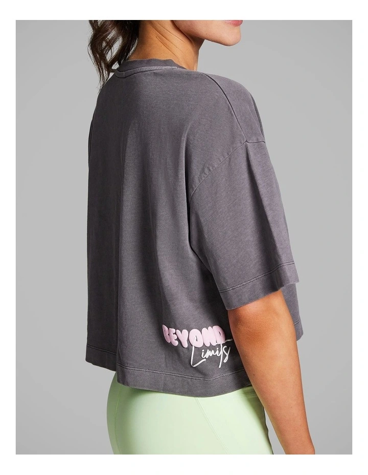 V Neck Hip Length Tee in Smoke image 4